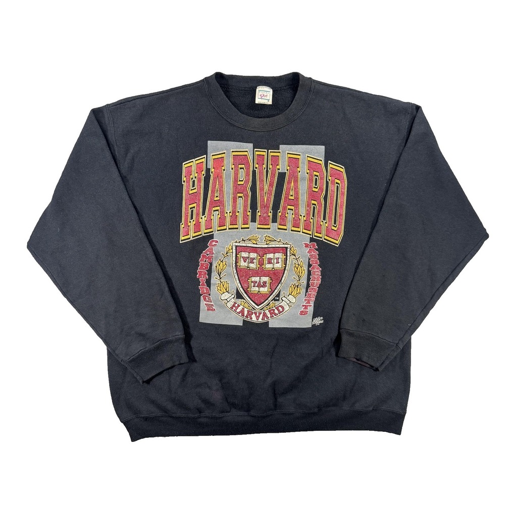 Vintage Harvard Crimson Sweatshirt Mens XL Black NCAA Final Play USA 90s